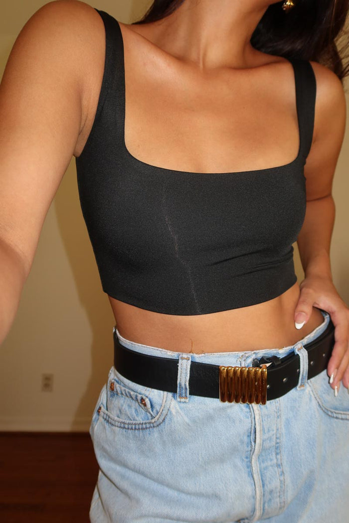 Double Layered Square Neck Crop Top