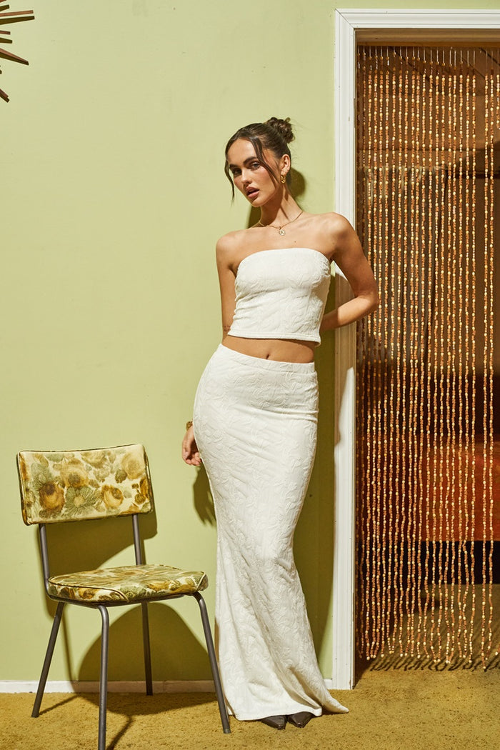 Textured Tube Top and Maxi Skirt Sets