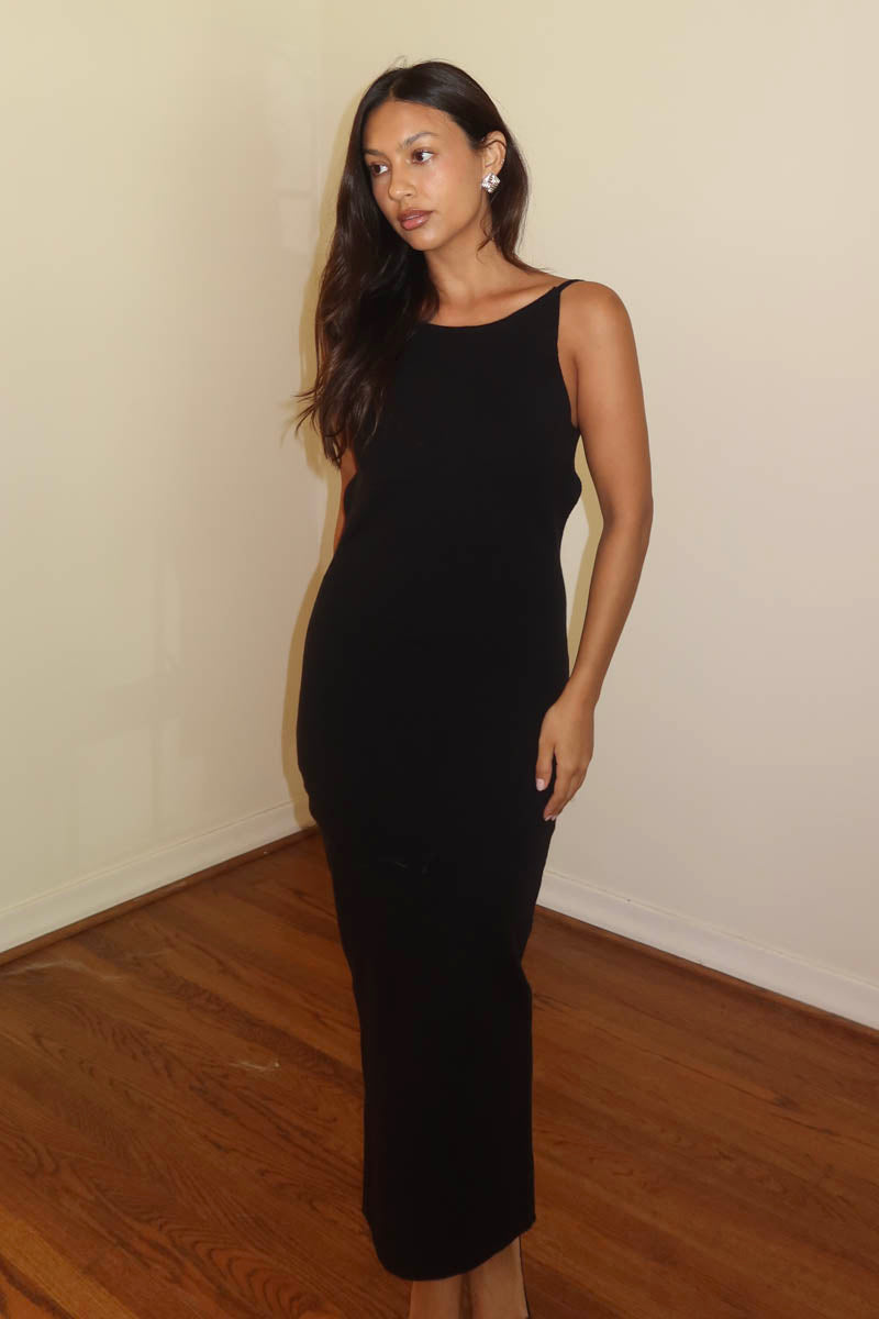 open back knit dress Bisque Open Back Knit Maxi Dress