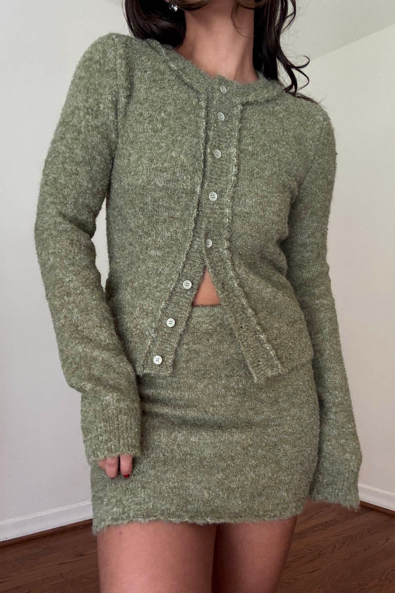 Boucle Knit Cardigan W/ Mini Skirt Set – The Oures