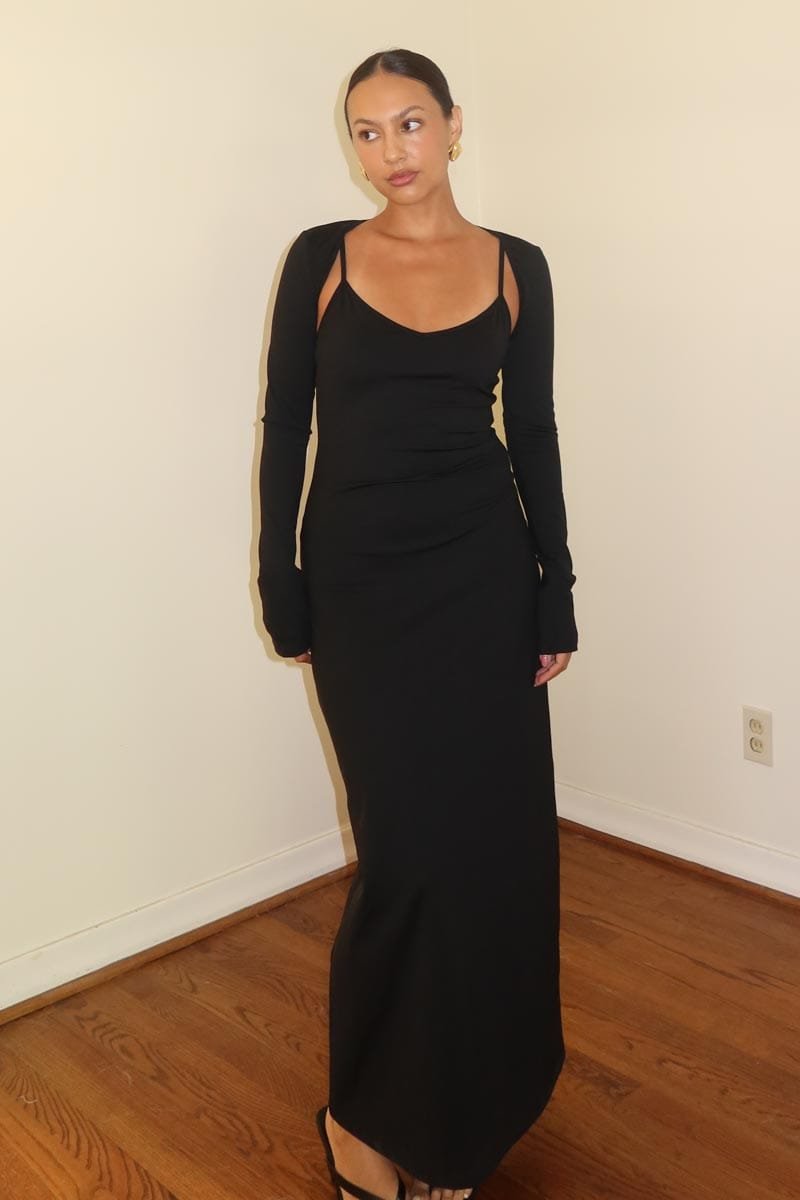 maxi dress with bolero V-Neck con Linen dress PROVENCE with Sculpted Fitted Silhouette SIZE:15.5x34/35