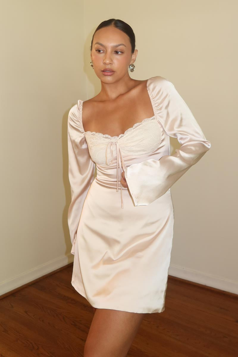 Sultry Satin Lace Dress Medium