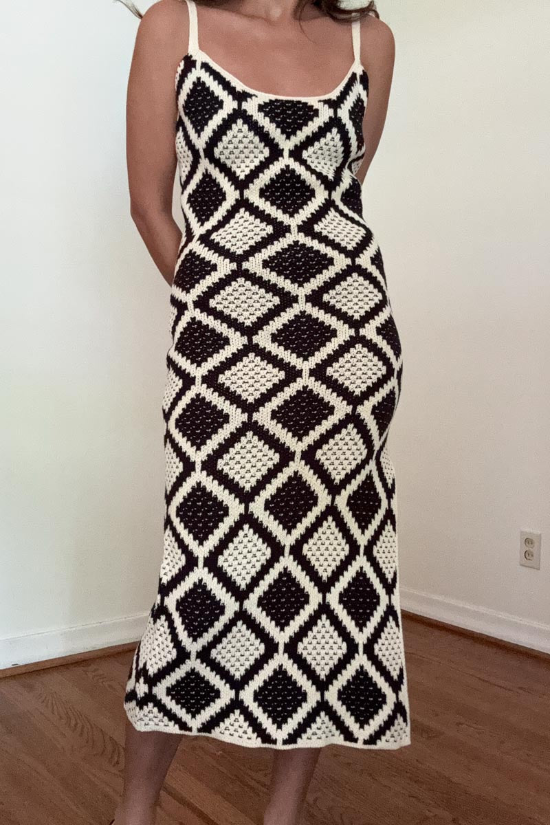 Patchwork Crochet Maxi Dress Black / Medium