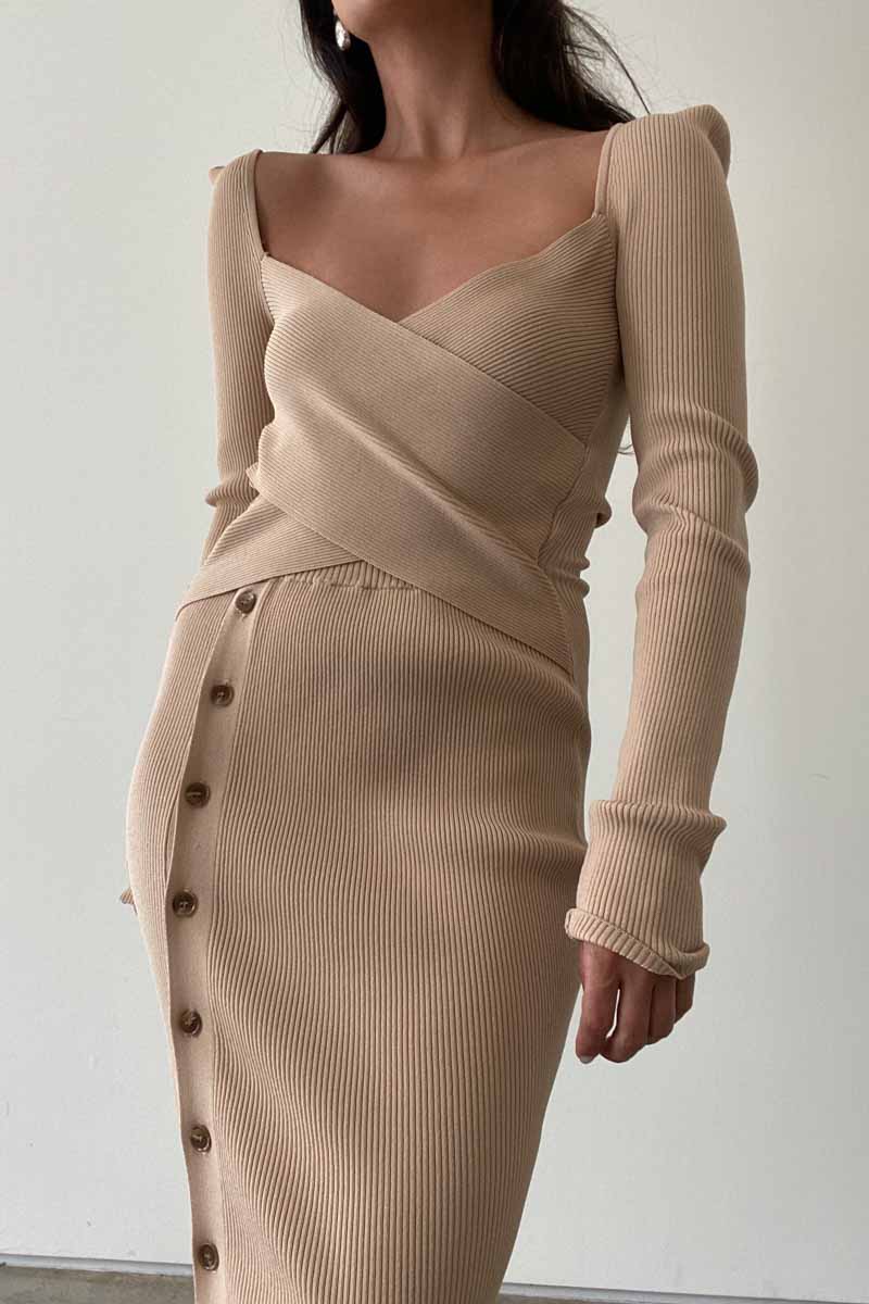 rib knit wrap dress MILAN rib knit dress in Mauve Berry Elegantees
