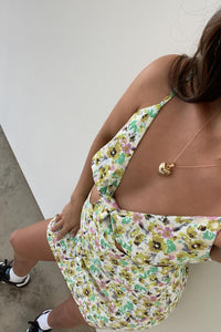 Floral Pattern Cut-out Detail Mini Dress - TheOures