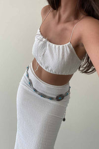 Woven Crepe Crop Top And Midi Skirt Set