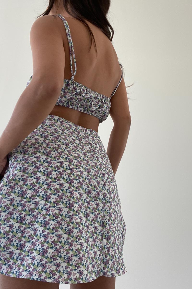 Floral Print Cutout Mini Dress