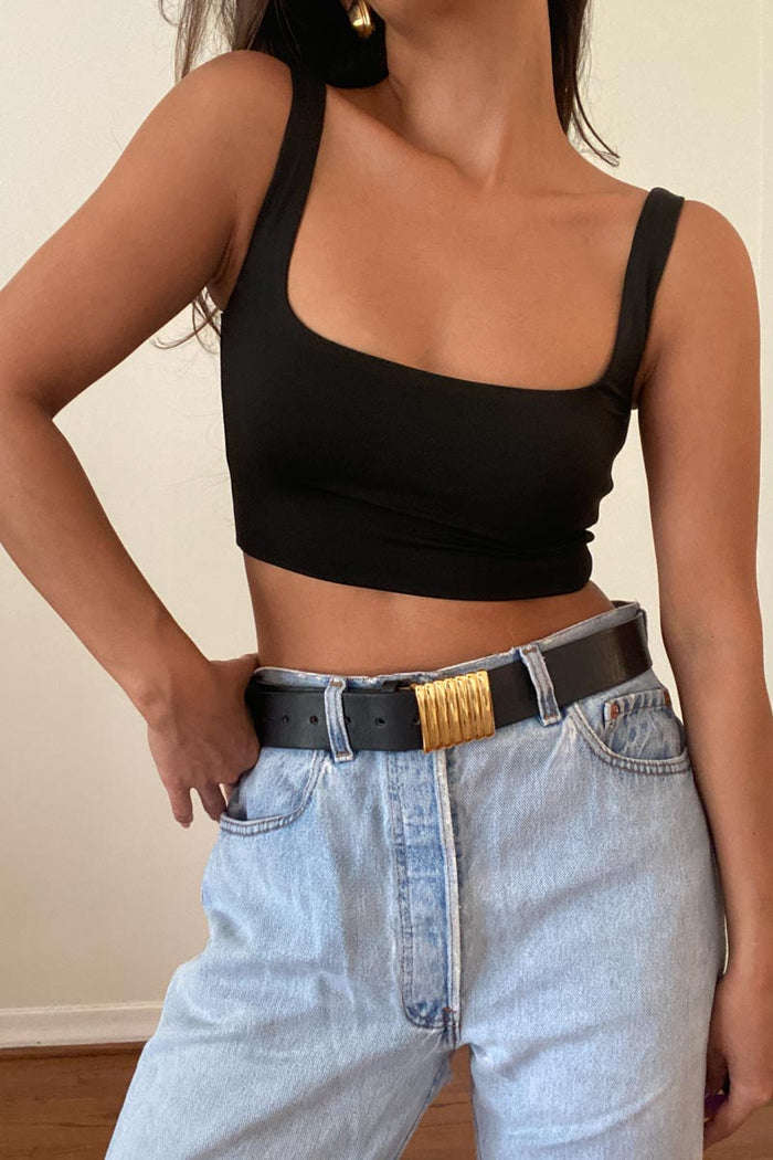 Double Layered Square Neck Crop Top