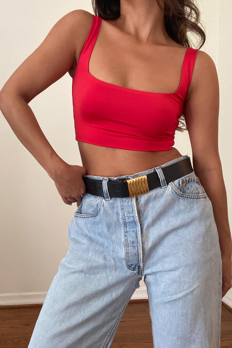 Double Layered Square Neck Crop Top