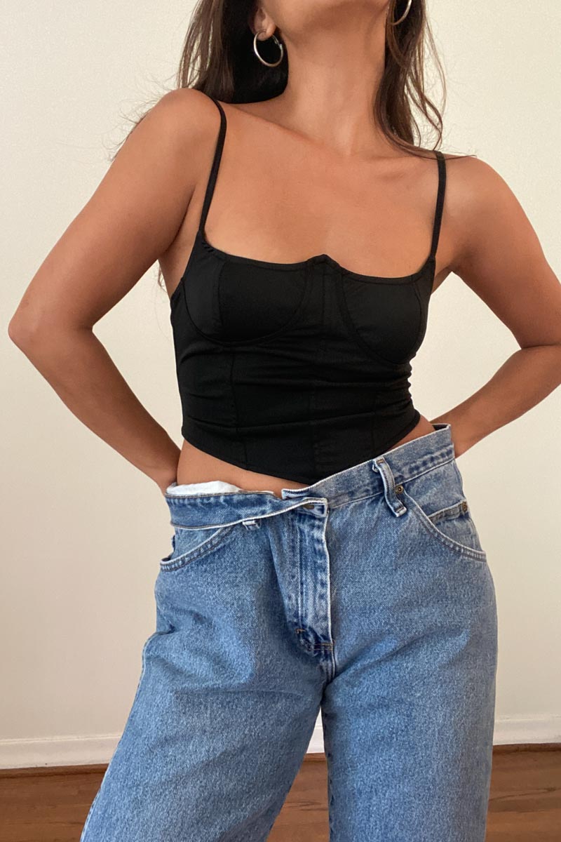 Wave Neckline Knit Corset Top