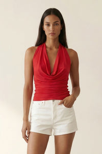 Deep Cowl Neck Halter Top