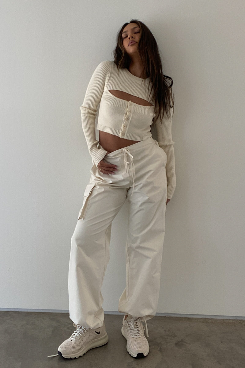 Rib Knit Front Cut-Out Top