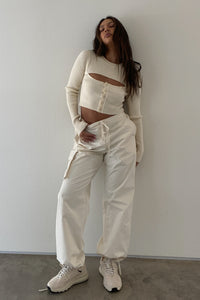 Rib Knit Front Cut-Out Top