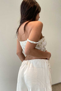 Floral Woven Print Corset Bustier Top