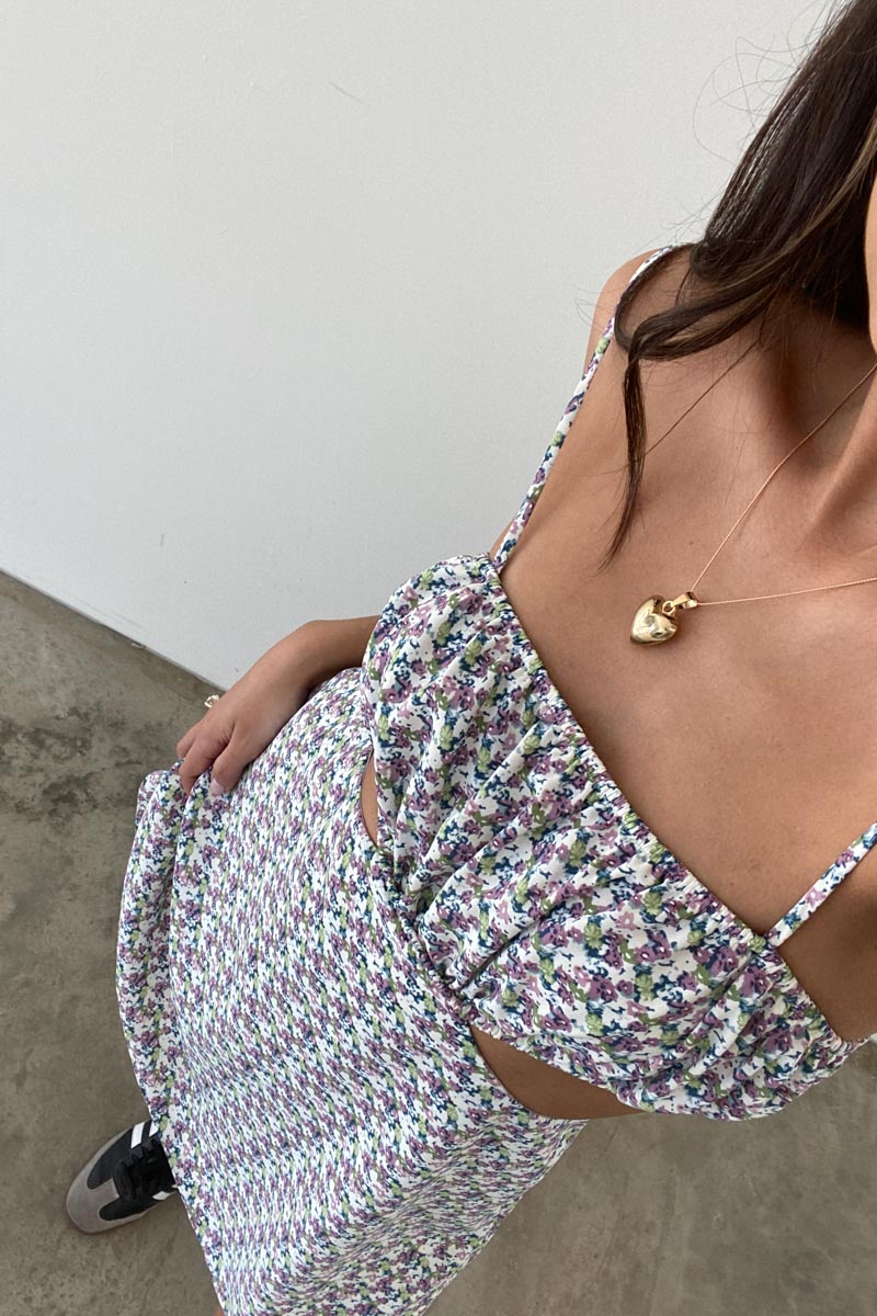 Floral Print Cutout Mini Dress