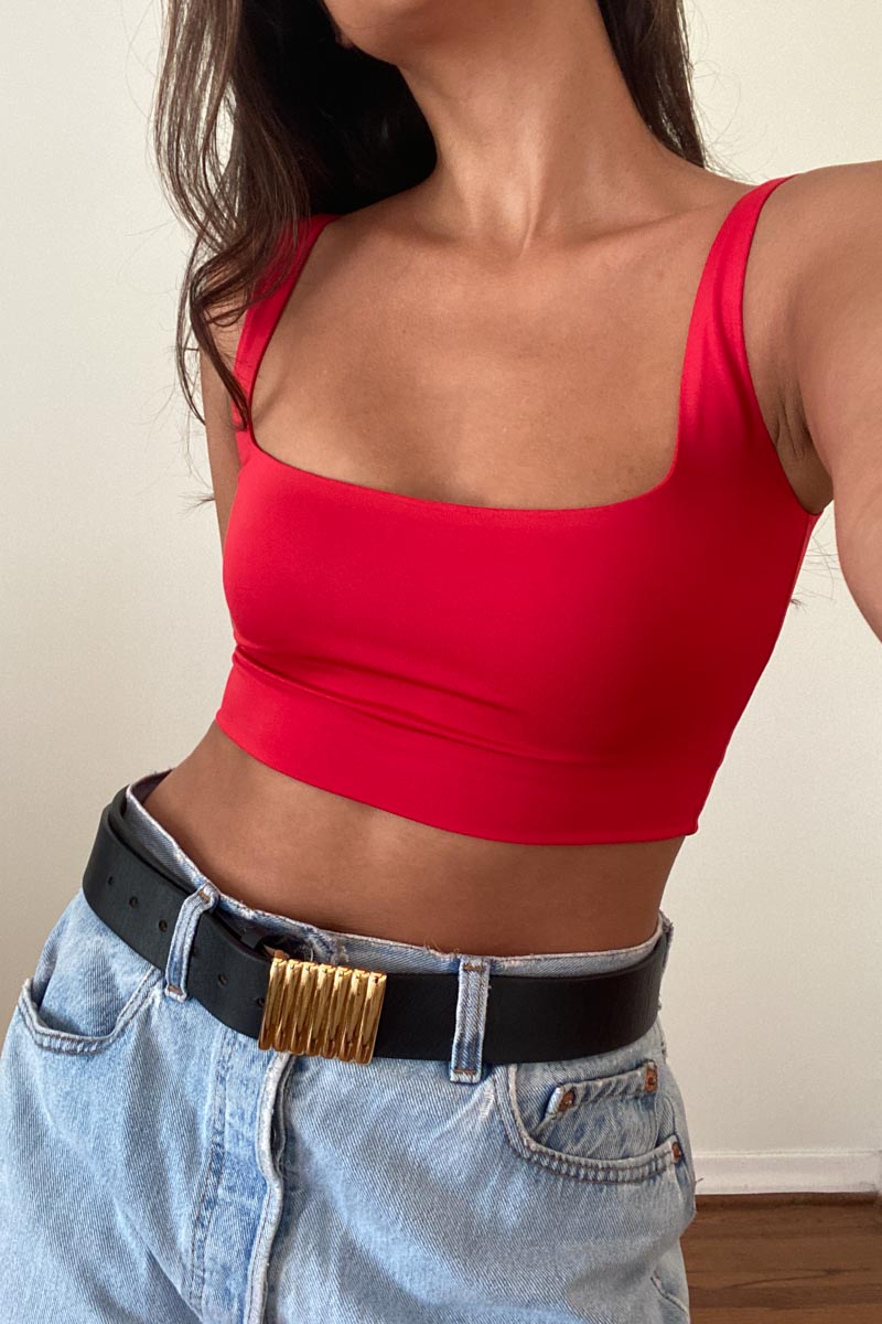 Double Layered Square Neck Crop Top