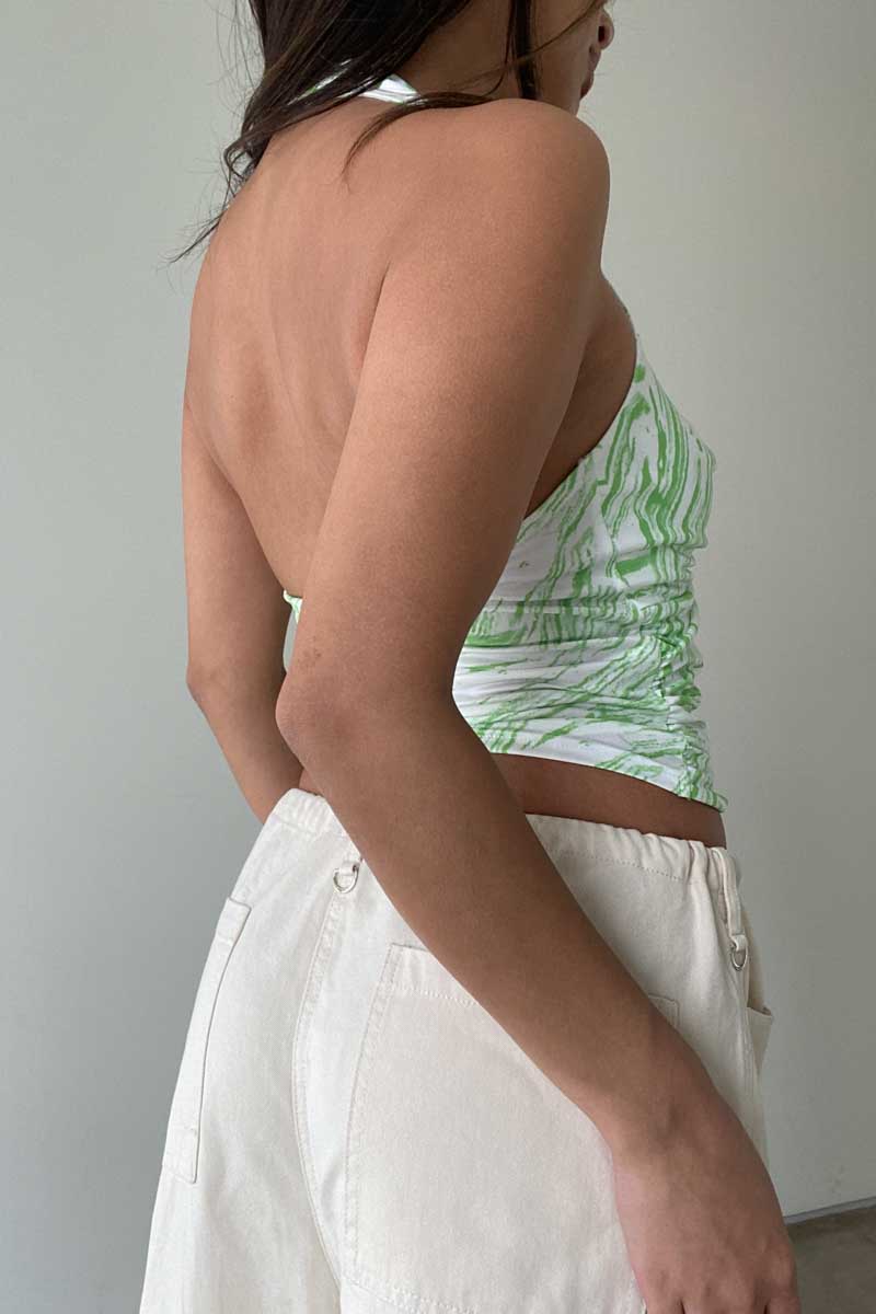 Marble Print O-Ring Halter Top