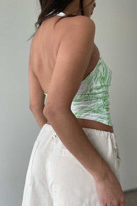 Marble Print O-Ring Halter Top