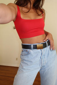 Double Layered Square Neck Crop Top