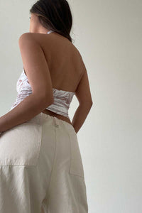 Marble Print O-Ring Halter Top