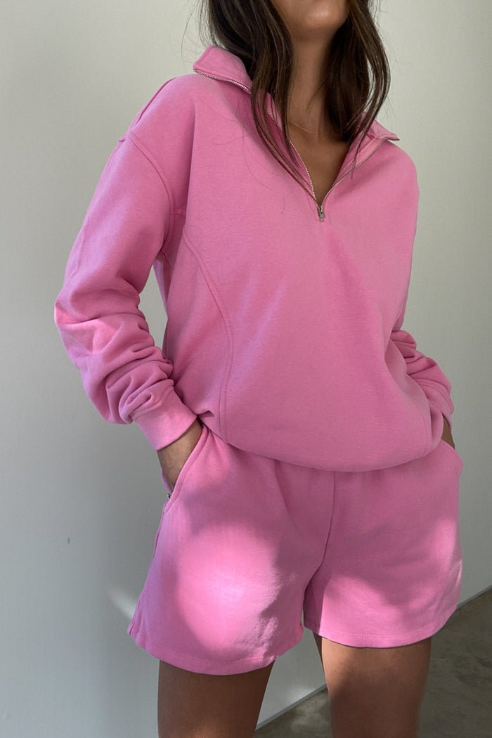 Oversized Zip Up Top And Shorts Set