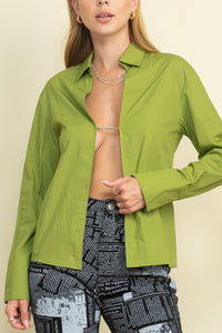 Chain Detail Long Sleeve Collar Top