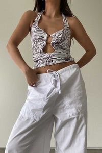 Marble Print O-Ring Halter Top