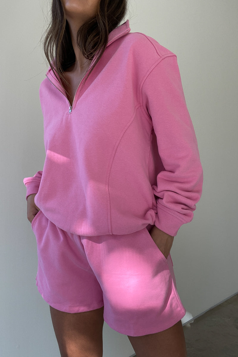 Oversized Zip Up Top And Shorts Set