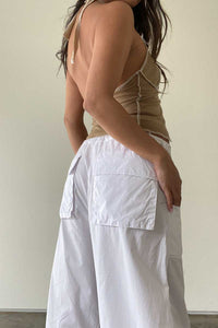 Contrast Stitch Sheer Self Tie Halter Top