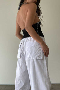 Contrast Stitch Sheer Self Tie Halter Top