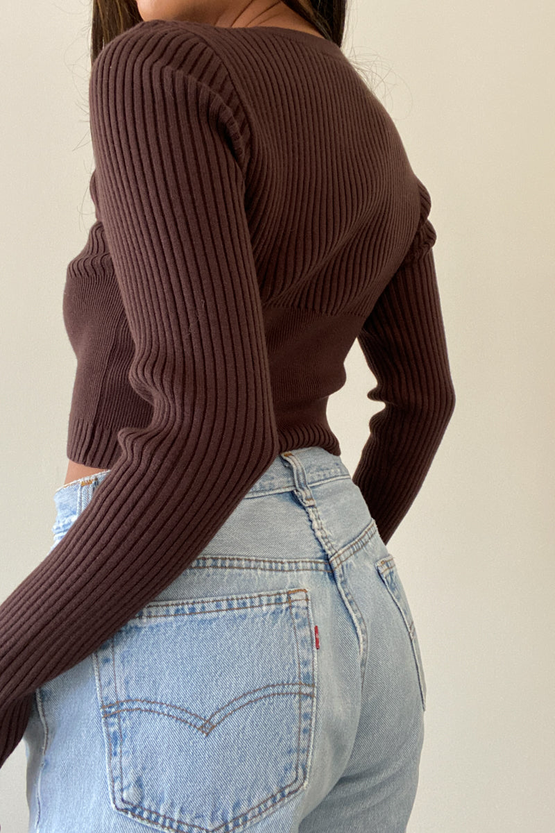 Rib Knit Front Cut-Out Top