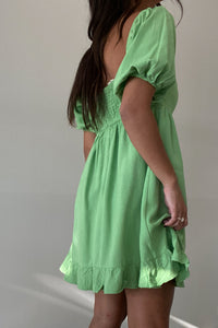 Puff Shoulder Square Neck Mini Dress