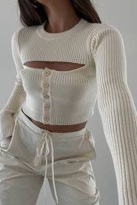 Rib Knit Front Cut-Out Top