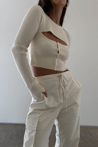 Rib Knit Front Cut-Out Top