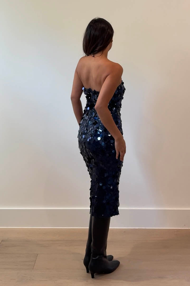 Sequin Strapless Midi Dress