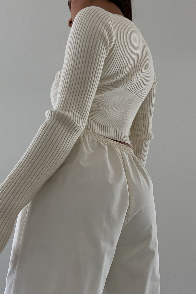 Rib Knit Front Cut-Out Top