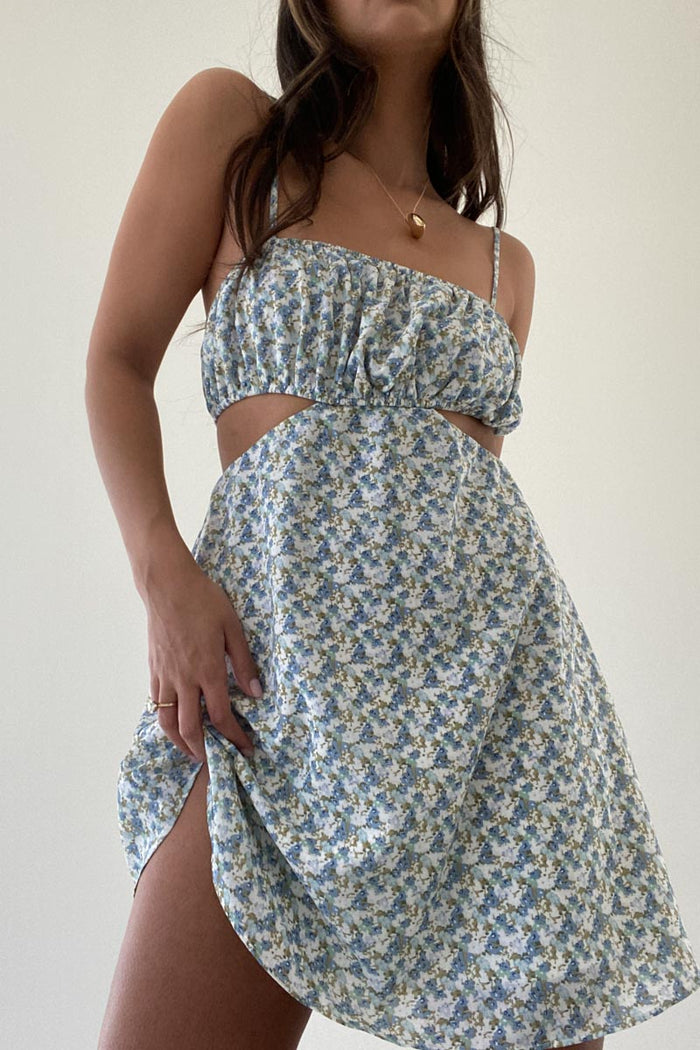 Floral Print Cutout Mini Dress