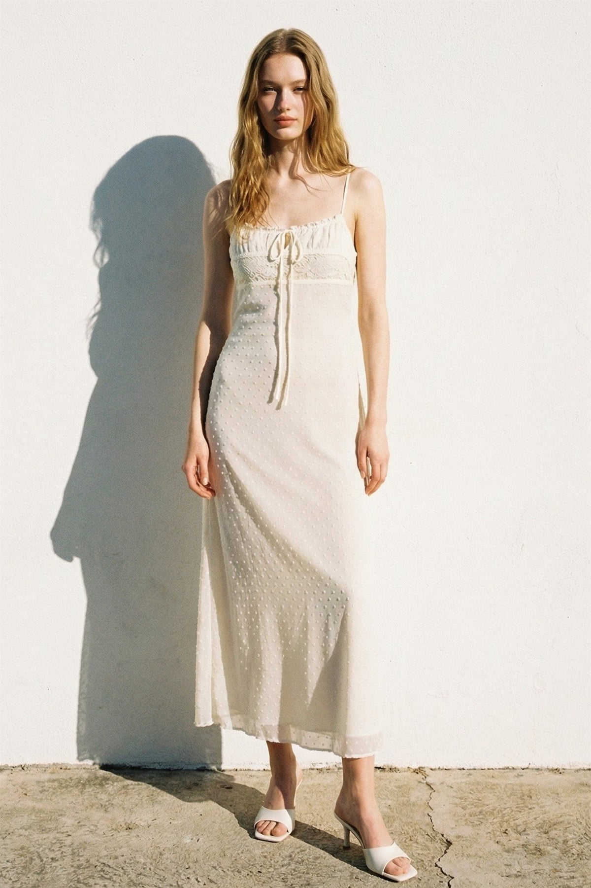 Lace Panel Empire Waist Cami Dress