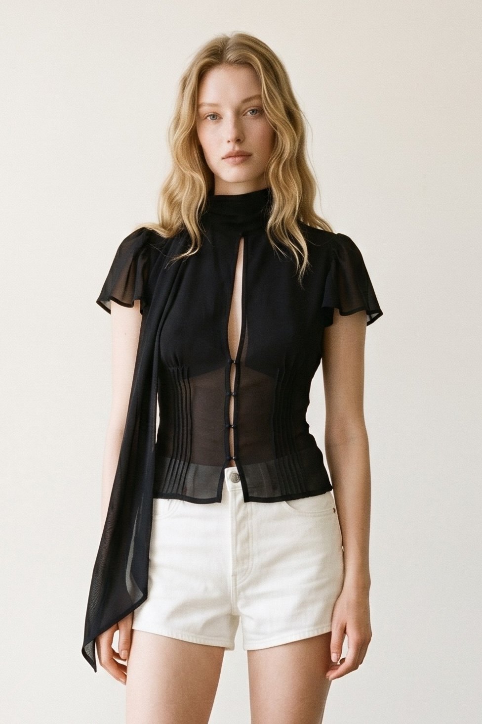Keyhole Detail Short Sleeve Top