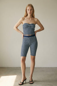 Stripe Sweetheart Strapless Top and Capri Shorts Set