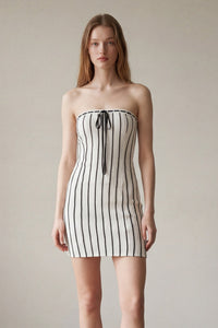 Crochet Knit Contrast Trim Bodycon Mini Dress