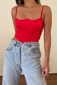 Wave Neckline Knit Corset Top