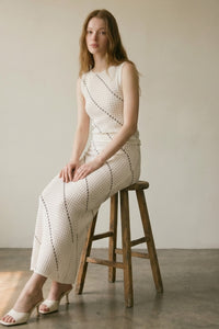 Crochet Knit Tank Top Midi Skirt Set