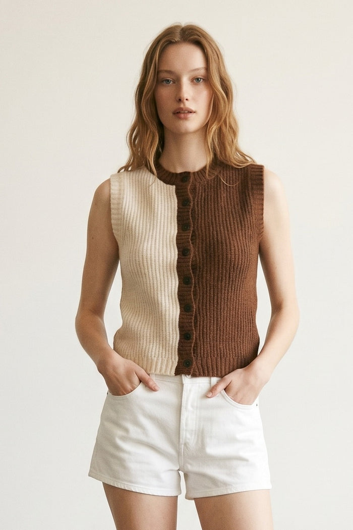 Color Blocked Knit Vest