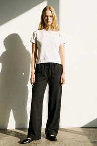 Pinstripe Mid Waist Straight Leg Pants