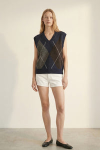 Argyle Knit Sweater Vest Top