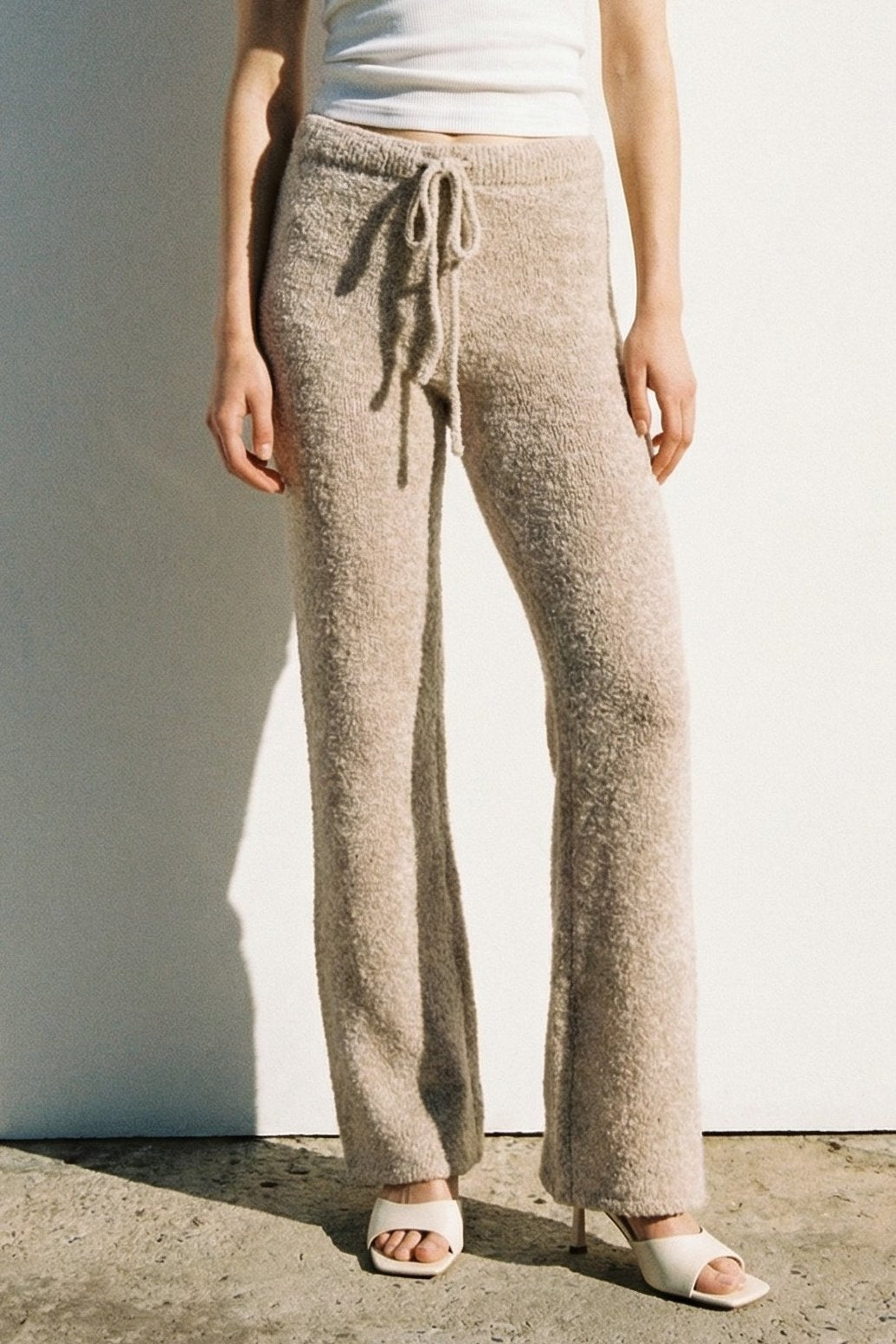 Bouclé Knit Slim Flared Leg Pants