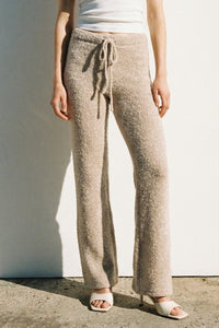 Bouclé Knit Slim Flared Leg Pants