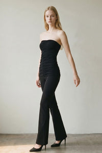2 Piece Ruched Detail Tube Top Flare Pants Sets