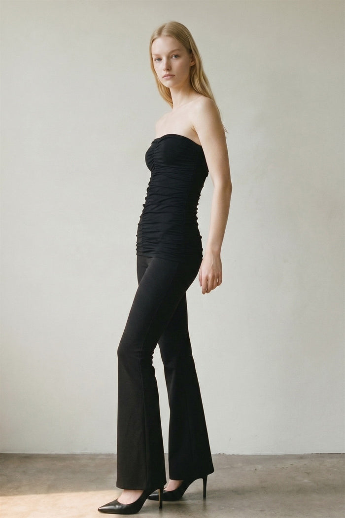 2 Piece Ruched Detail Tube Top Flare Pants Sets
